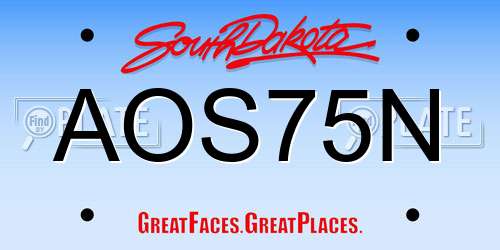 AOS75N South Dakota License Plate