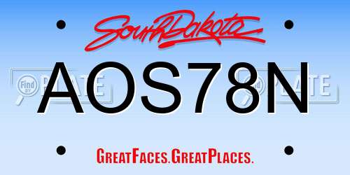 AOS78N South Dakota License Plate