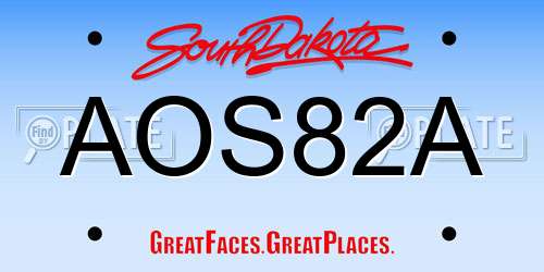 AOS82A South Dakota License Plate