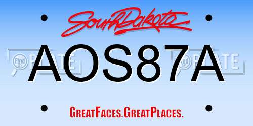 AOS87A South Dakota License Plate