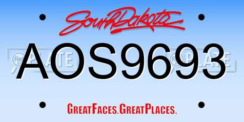 AOS9693 South Dakota License Plate