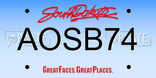 AOSB74 South Dakota License Plate