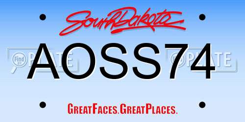 AOSS74 South Dakota License Plate