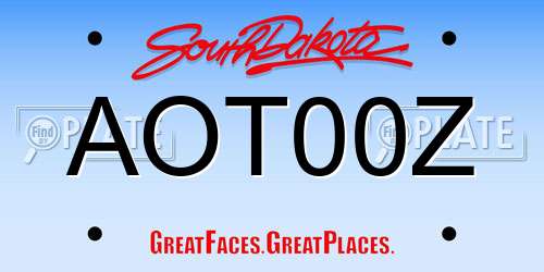 AOT00Z South Dakota License Plate