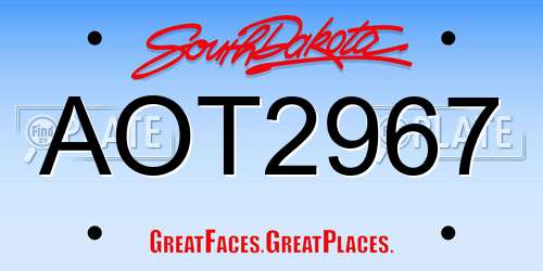 AOT2967 South Dakota License Plate
