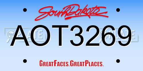 AOT3269 South Dakota License Plate