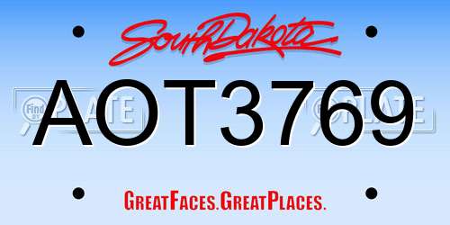 AOT3769 South Dakota License Plate