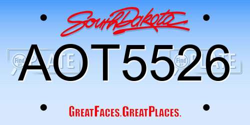 AOT5526 South Dakota License Plate