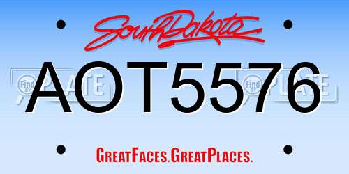 AOT5576 South Dakota License Plate