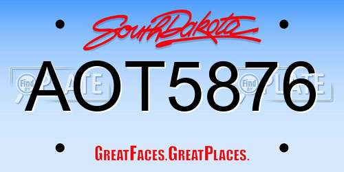 AOT5876 South Dakota License Plate