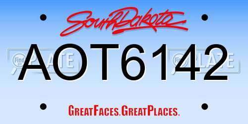 AOT6142 South Dakota License Plate