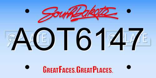 AOT6147 South Dakota License Plate