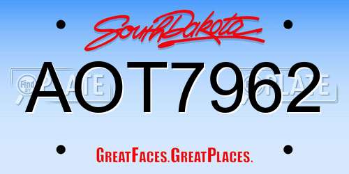 AOT7962 South Dakota License Plate