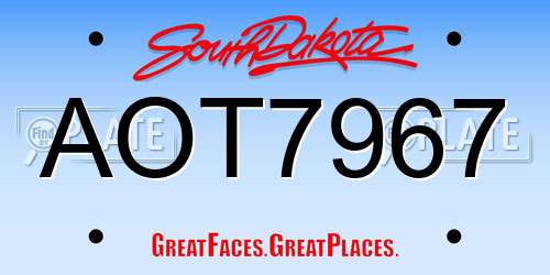 AOT7967 South Dakota License Plate