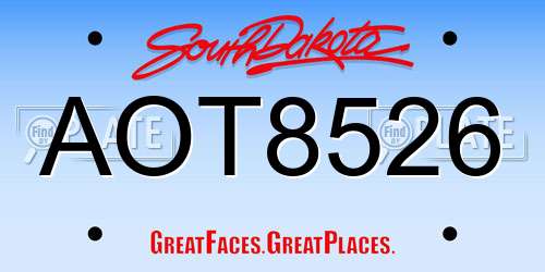 AOT8526 South Dakota License Plate
