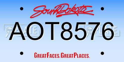 AOT8576 South Dakota License Plate