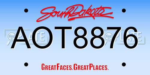 AOT8876 South Dakota License Plate