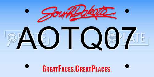 AOTQ07 South Dakota License Plate