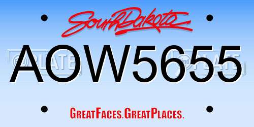 AOW5655 South Dakota License Plate