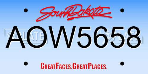 AOW5658 South Dakota License Plate