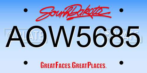 AOW5685 South Dakota License Plate