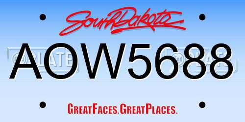AOW5688 South Dakota License Plate