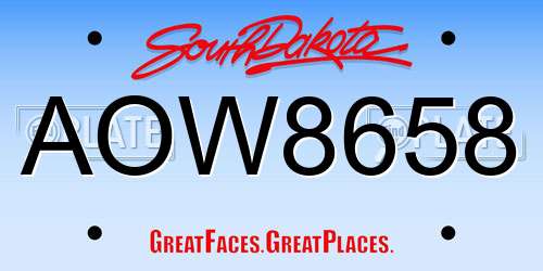 AOW8658 South Dakota License Plate