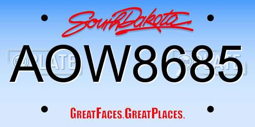 AOW8685 South Dakota License Plate