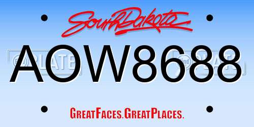 AOW8688 South Dakota License Plate