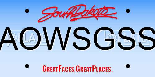 AOWSGSS South Dakota License Plate