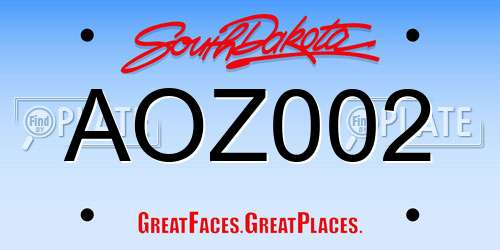 AOZ002 South Dakota License Plate
