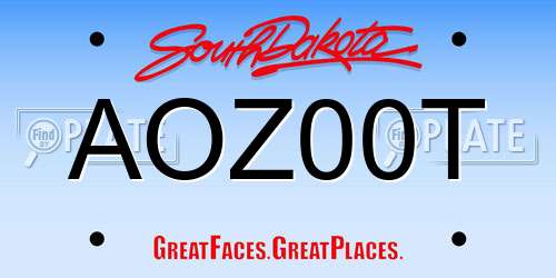 AOZ00T South Dakota License Plate