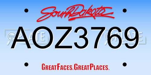 AOZ3769 South Dakota License Plate