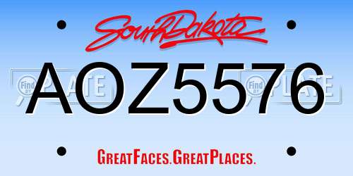 AOZ5576 South Dakota License Plate