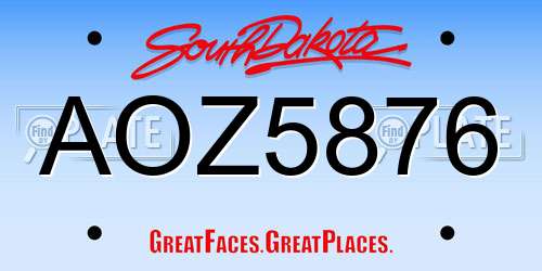 AOZ5876 South Dakota License Plate