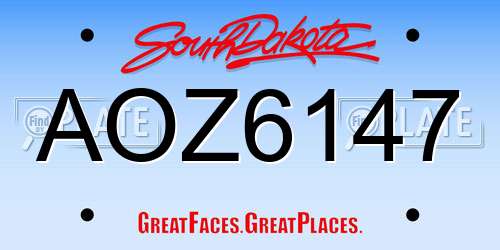 AOZ6147 South Dakota License Plate