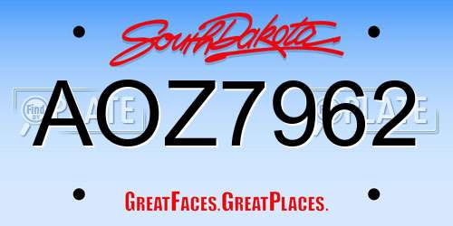 AOZ7962 South Dakota License Plate