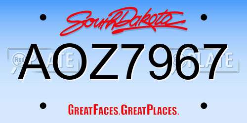AOZ7967 South Dakota License Plate