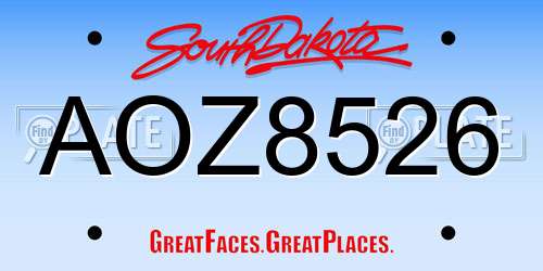 AOZ8526 South Dakota License Plate