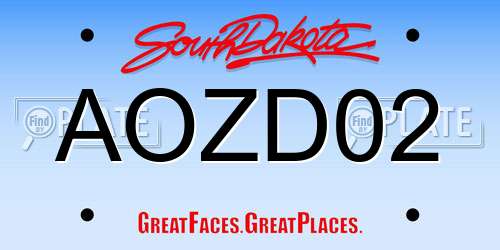 AOZD02 South Dakota License Plate