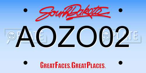 AOZO02 South Dakota License Plate