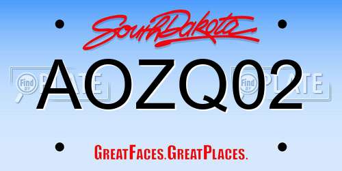 AOZQ02 South Dakota License Plate