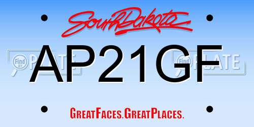 AP21GF South Dakota License Plate