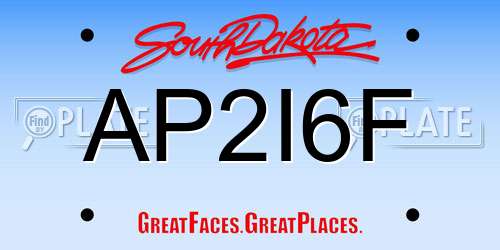 AP2I6F South Dakota License Plate