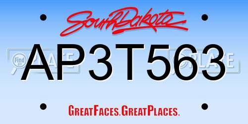 AP3T563 South Dakota License Plate