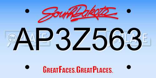 AP3Z563 South Dakota License Plate