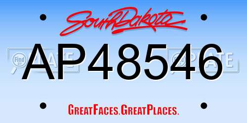 AP48546 South Dakota License Plate