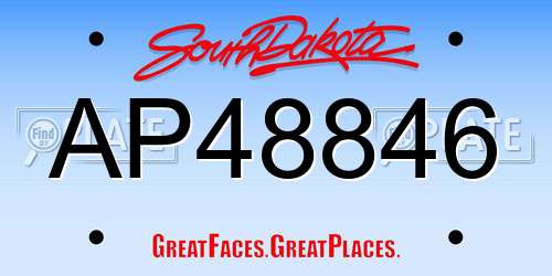 AP48846 South Dakota License Plate
