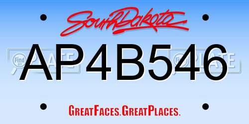 AP4B546 South Dakota License Plate