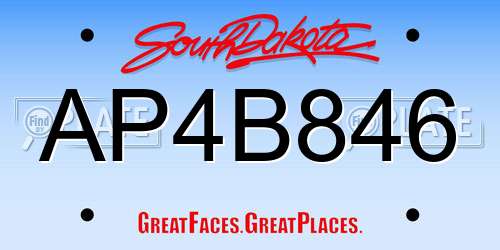 AP4B846 South Dakota License Plate